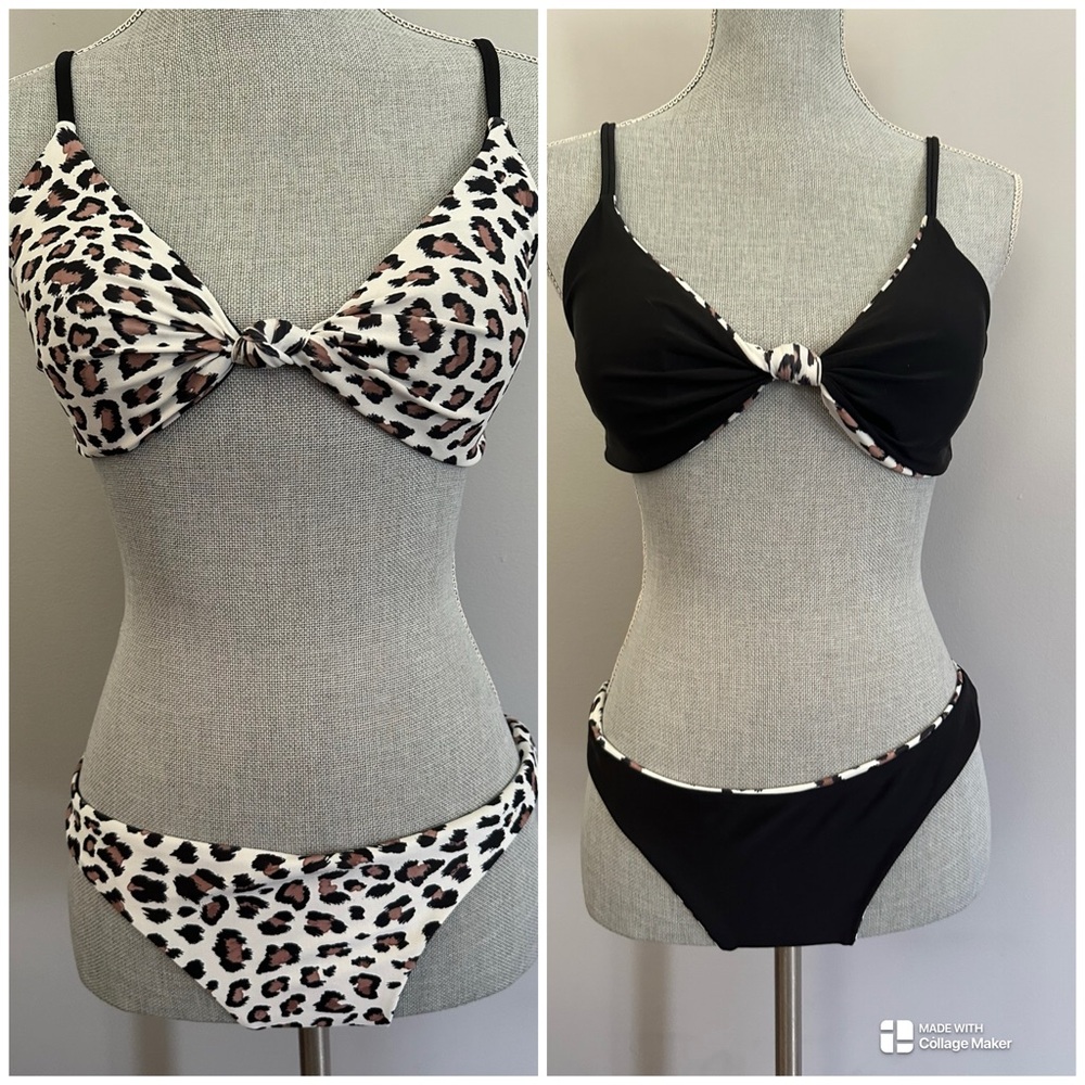 Surf Style Two Piece Reversible Bikini Swimsuit Swimwear Bathing Suit size XL